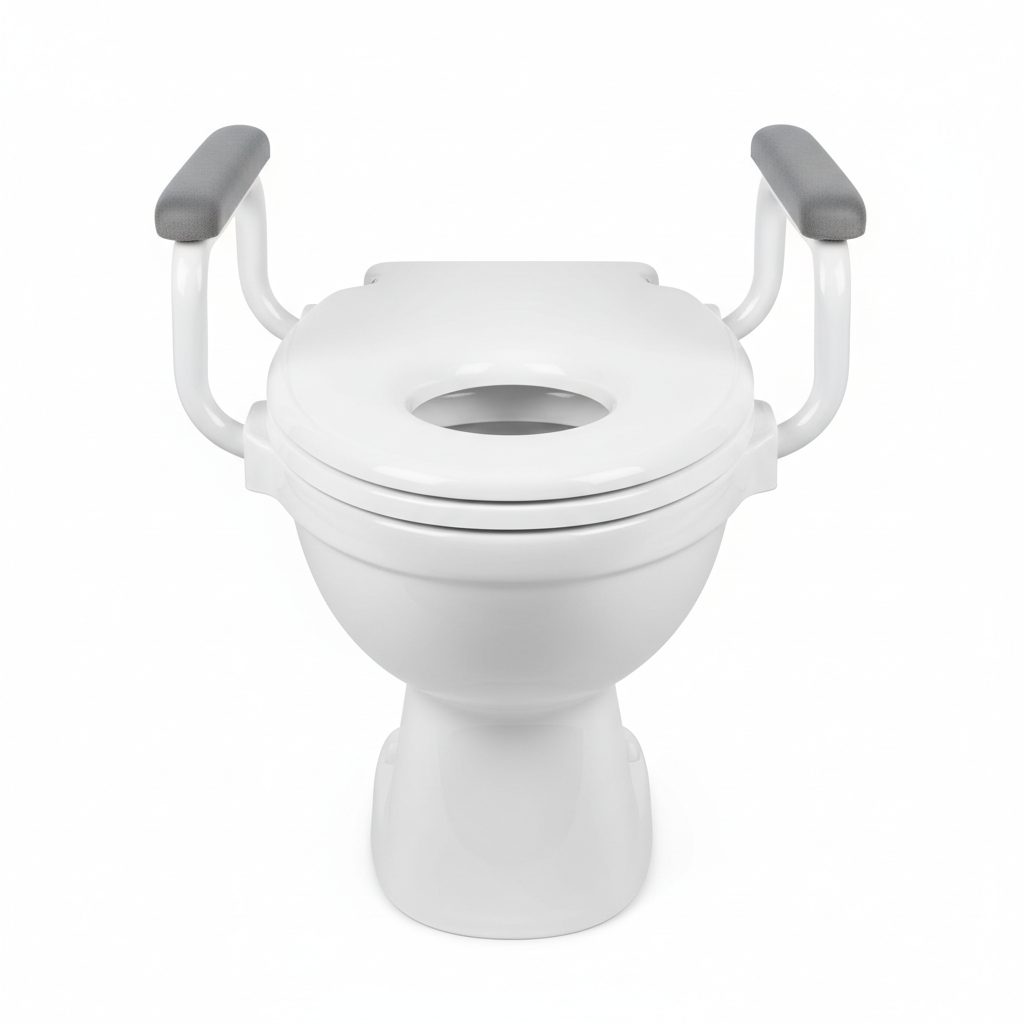 Raised Toilet Seat with Padded Handles - 5 Inch Elevated Toilet Riser