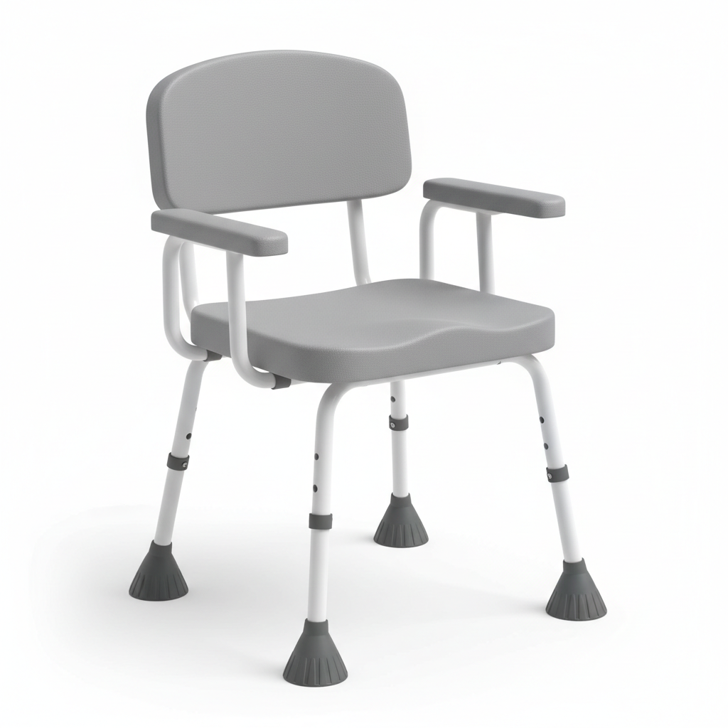 Adjustable Shower Chair with Back and Arms - Bath Safety Seat for Seniors